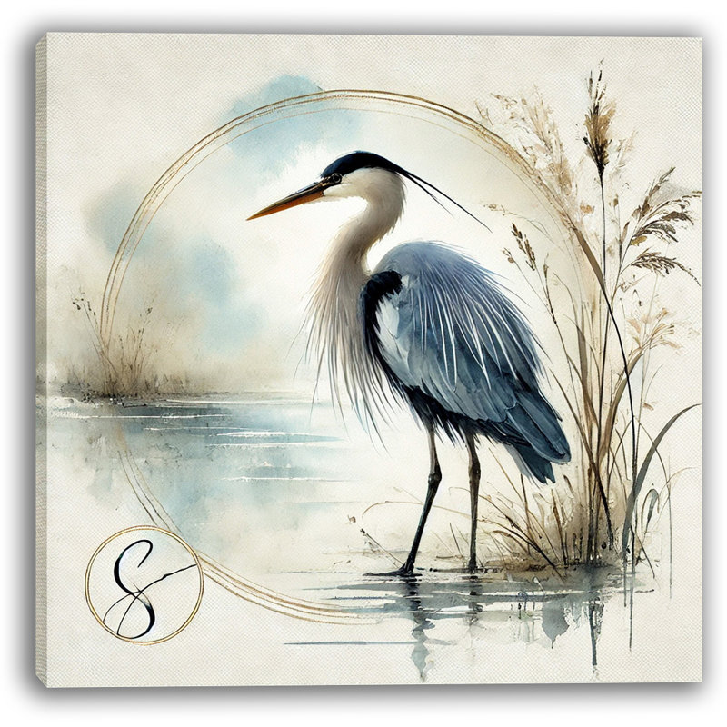 «Golden Serenity Blue Heron», impression sur toile, H 30 po x l 30 po x P 1,5 po