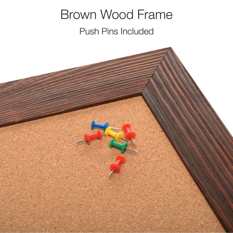 Rustic Brown Wood Frame 24" x 36" Cork Bulletin Board