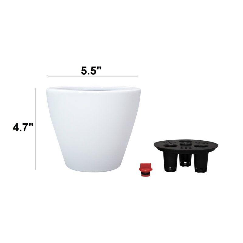 Vilson White Round Cone Self-Watering Planter Pot 2 For Outdoor Enjoyment Time Smart Home, White