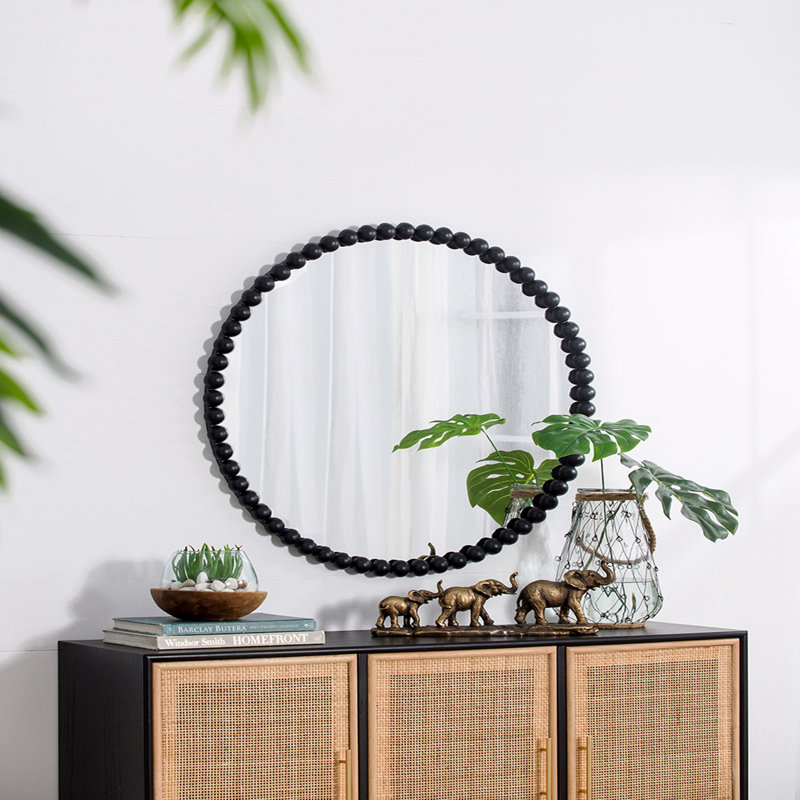 Miroir mural 32 "avec cadre perlé en métal, miroir mural