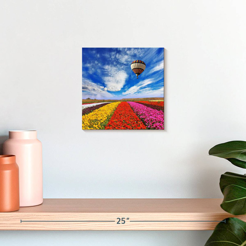 Alvord Balloon Over Flower Field, 10" H x 10" W