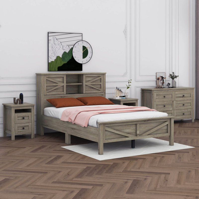 Avae Panel Storage Bed, Full, Antique Gray