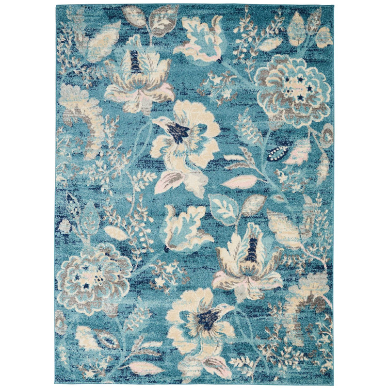 Leeming Floral Indoor Rug, Round 5'3"