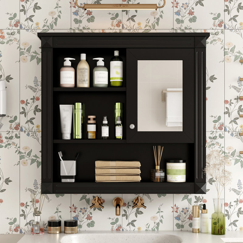 Pharmacie murale 32 "avec 4 tablettes, Noir