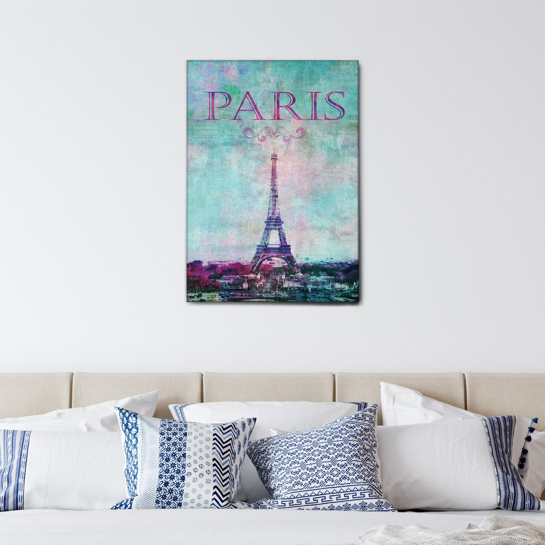 Leinwandbild Parigi Torre Eiffel Magenta von Andrea Haase