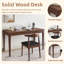 Bureau Mid-Century moderne en bois massif avec tiroirs | Bureau compact pour bureau à domicile avec bords de sécurité arrondis-1230659194