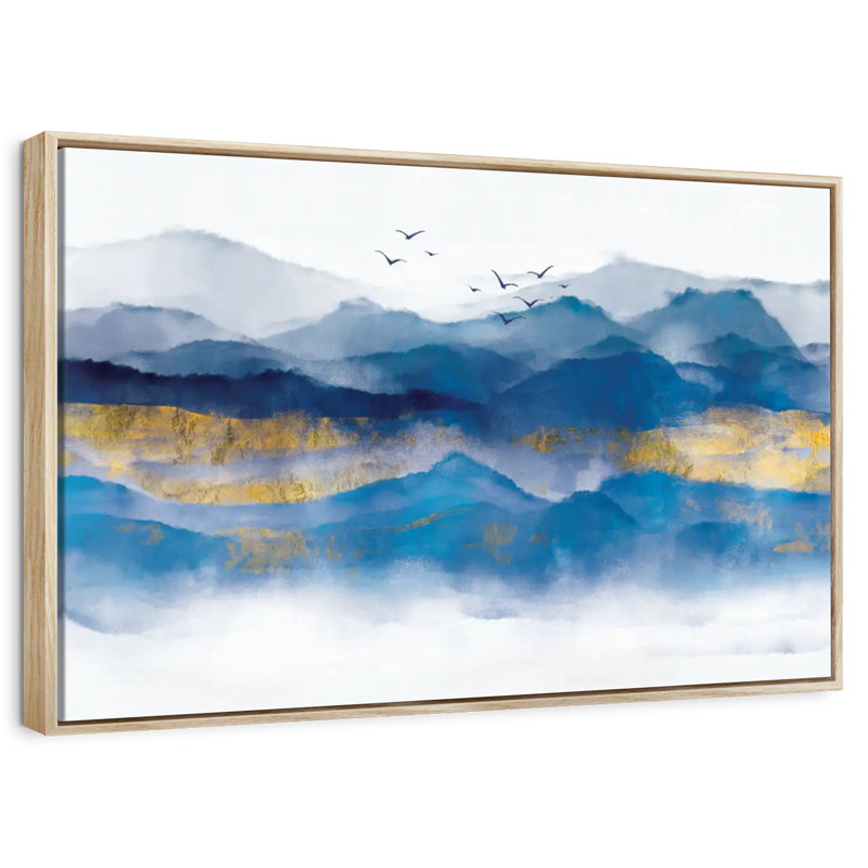 Mountain Layers, Floating Frame Natural Wood, 40" X 27"