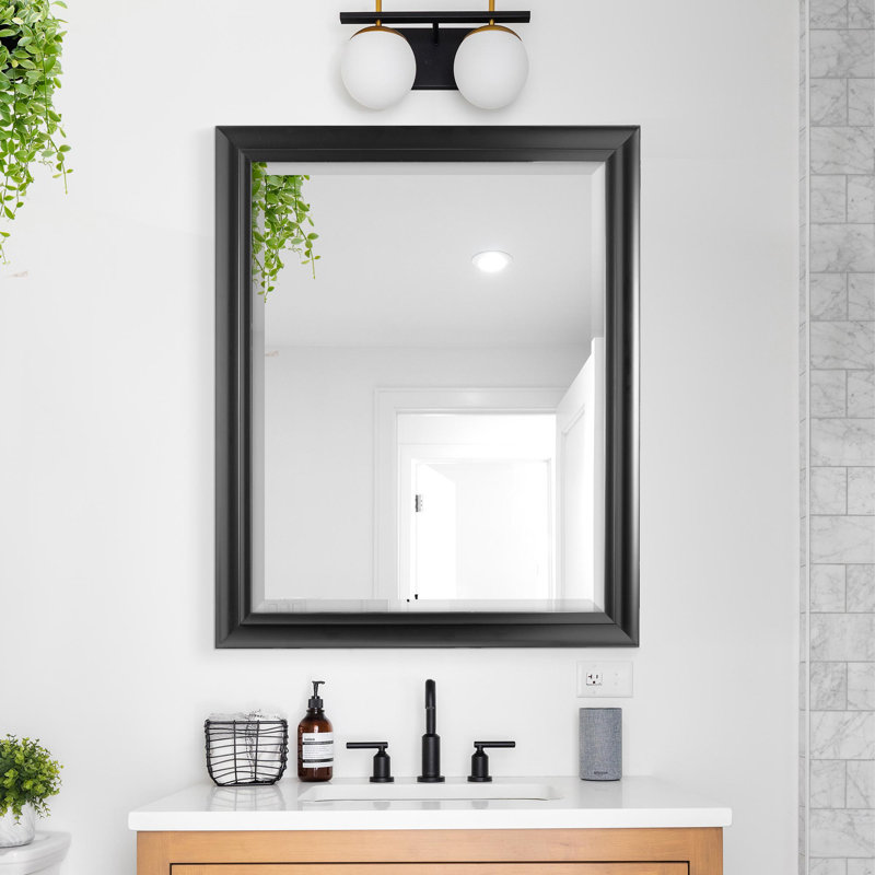 Miroir mural biseauté noir pour meuble-lavabo Willhoite, Noir