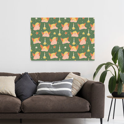 «Christmaspatternno51 Peaceful Retro Vintage Winter Landscape», reproduction d'art mural