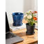  Pot à fleurs en céramique glacée LeafBreeze - Pots d'intérieur noir brillant et bleu avec trou de drainage et soucoupe assortie pour orchidées, plantes grasses et plantes d'intérieur, lot de 2