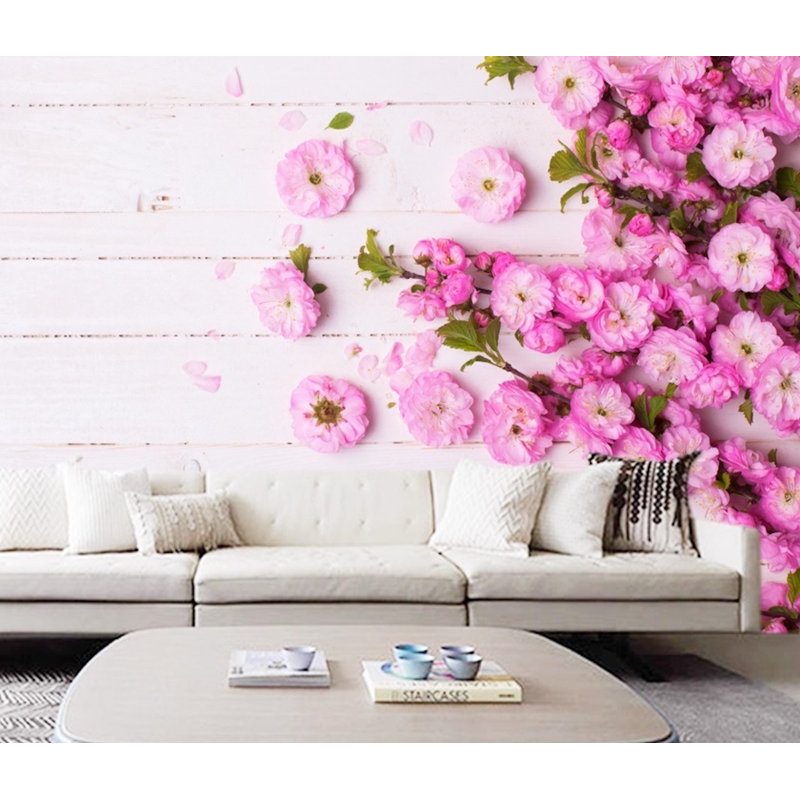Papier peint en tissu yahou rose, L 35 po x l 55 po