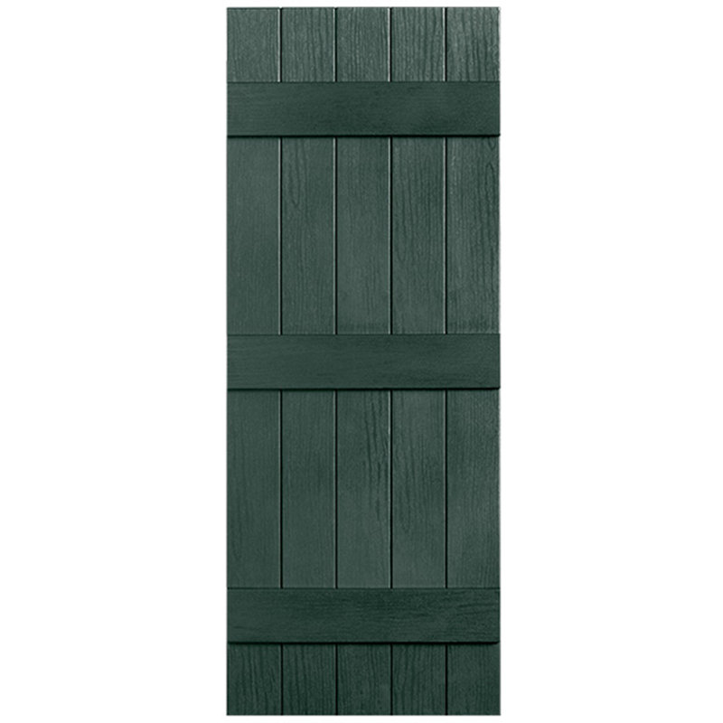 Paire de volets en vinyle fermés à trois lattes et cinq planches, 36 po, Pin