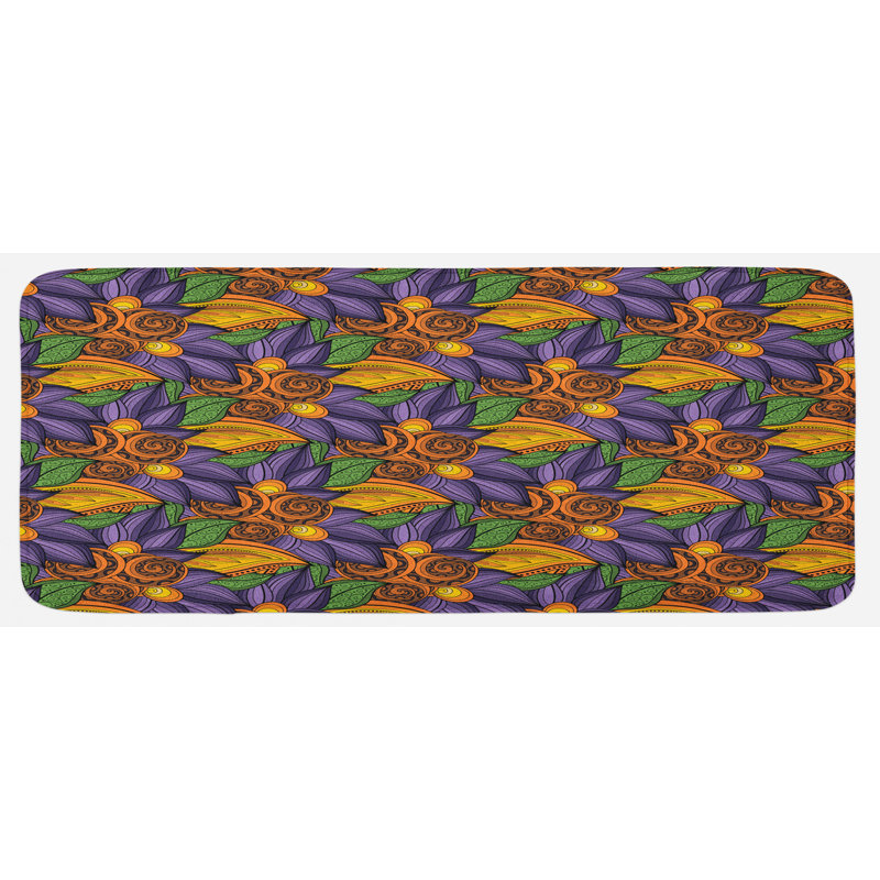 Coastal Floral Synthetic Kitchen Mat