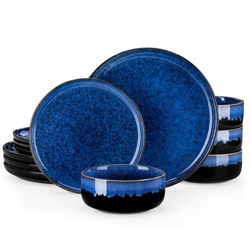 Piece Stoneware Dinnerware Set - Service for 4, Blue
