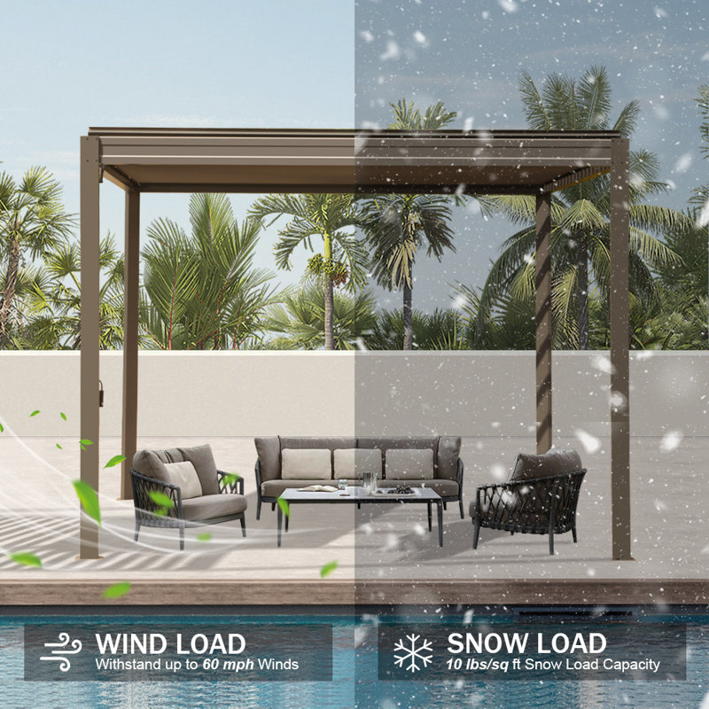 10 pi. L 10 pi. Pergola en aluminium, Brun