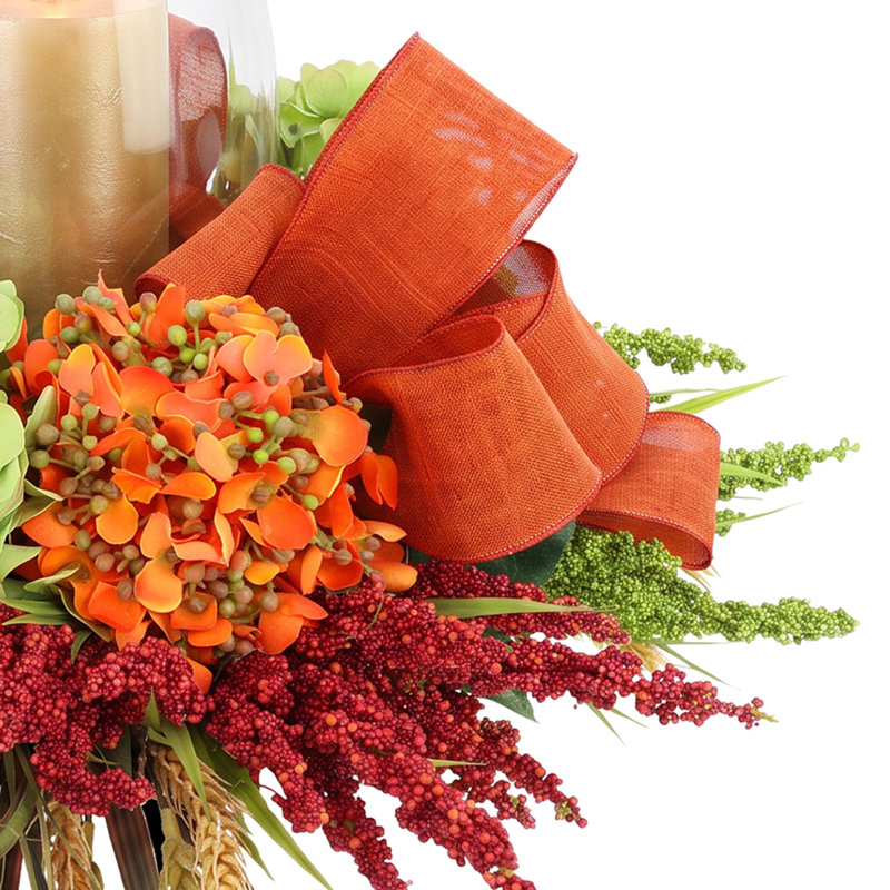 Hydrangea Fall Centerpiece with Candleholder