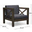 Fauteuil club en bois avec revêtement en coussins de siège gris et respirant-117803358-117803357