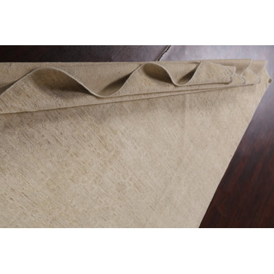Tapis beige en laine noué à la main de conception unique 6 pi 3 po x 9 pi 6 po New Age