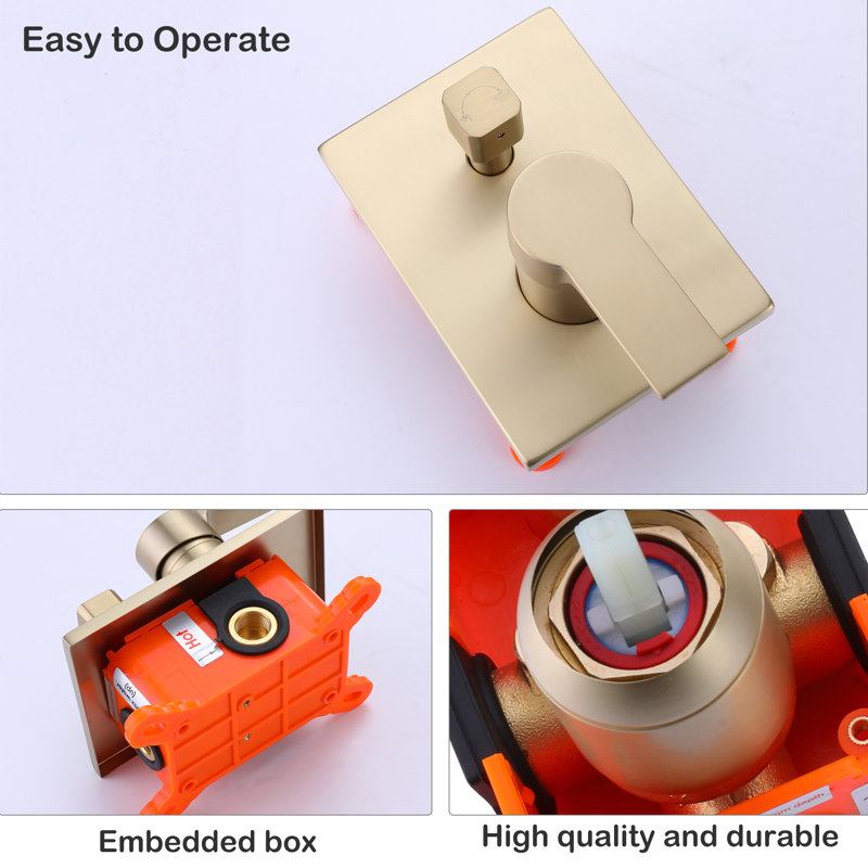 All-In-One Kit with Rough in-Valve, Brushed Gold