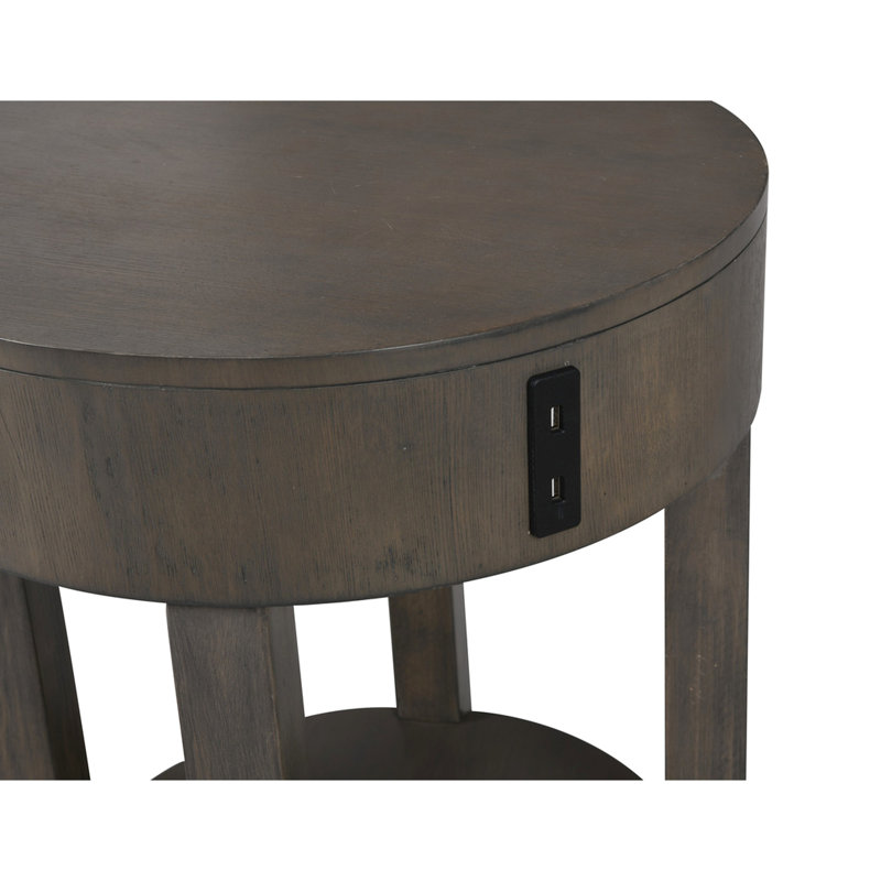 Table de bout brune, 20 po avec et 15 po de hublots, tablette ronde