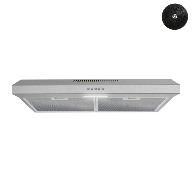 Streamline 30 In. T-3007-1-DL Savona Ductless Undermount 80 CFM Range Hood In Brushed Stainless Steel With Mesh Filters, Push Button Control, LED Light