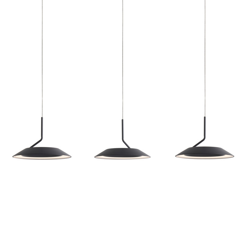 Luminaire suspendu linéaire à 3 lumières pour îlot de cuisine Royyo, Noir mat