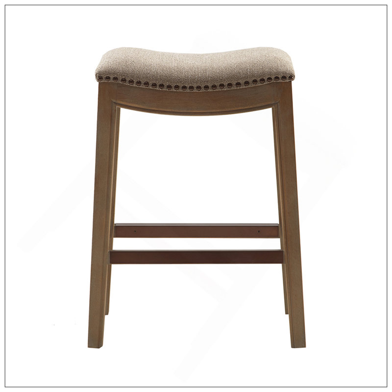 Tabouret de comptoir Saddle, Siège en lin / structure brune
