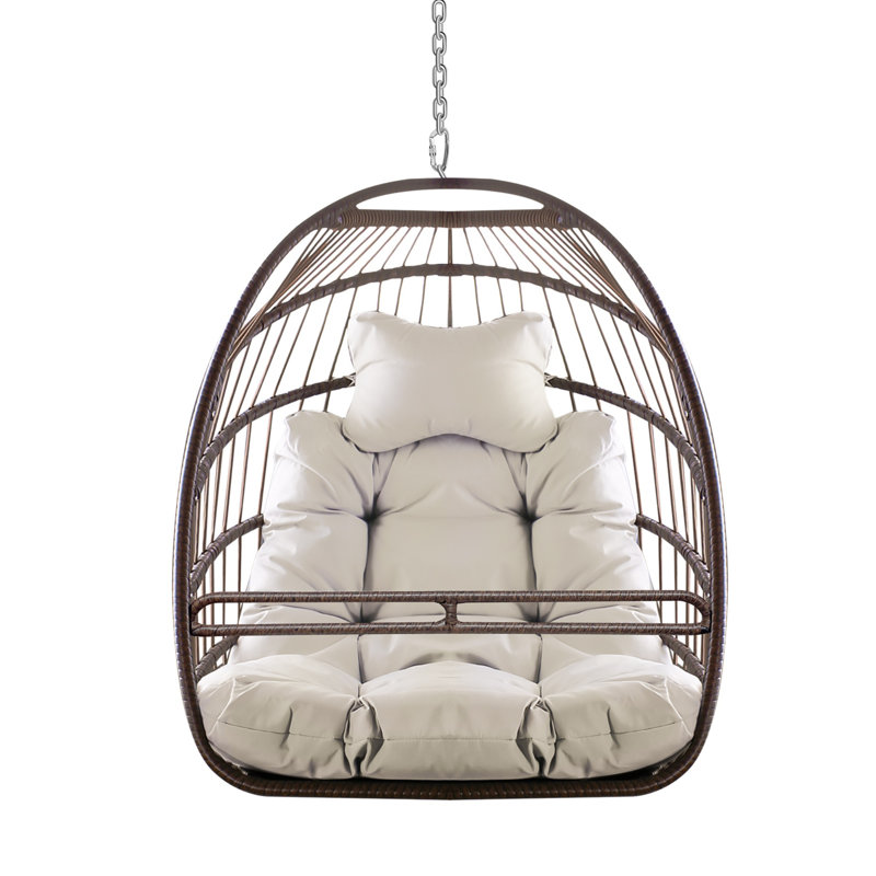 Chaise hamac pivotante sans support Swing, Brun, Ivoire ivoire