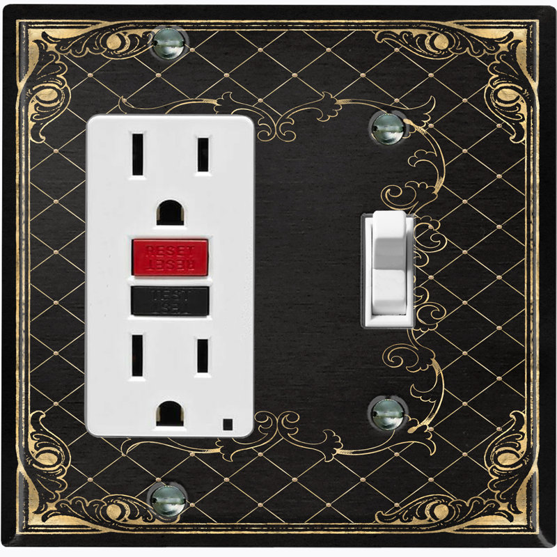 French Victorian Frame Black 2 - Gang Combination Standard Wall Plate
