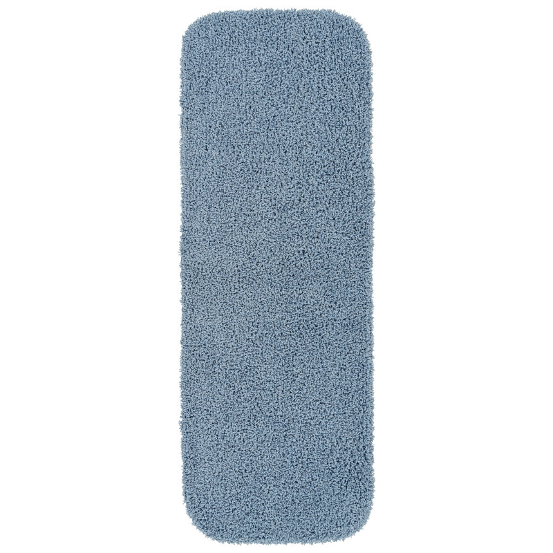 Frechette Nylon Bath Rug with Non-Slip Backing, Runner 22" x 60", Basin Blue