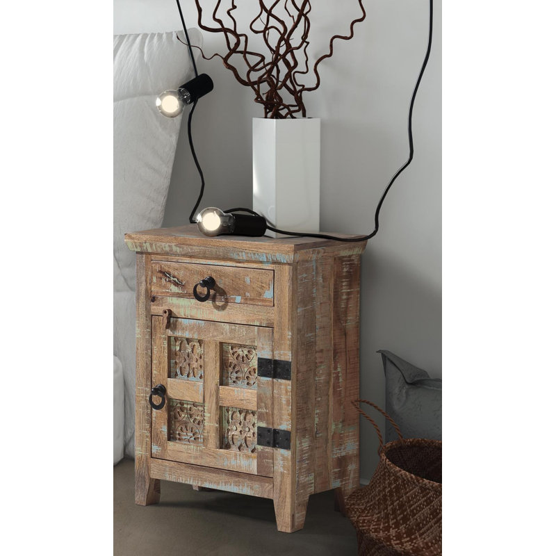 51cm W Solid Wood Bedside Table, Right Orientation