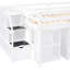 Lit mezzanine double blanc avec 3 tiroirs, bureau rétractable et escalier de rangement, construction solide pour une utilisation à long terme dans les tablettes, chambres modernes adaptées-130156058