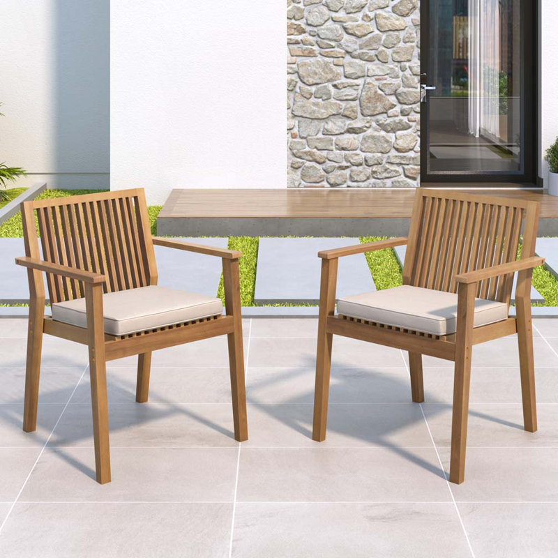 Chaises d'extérieur en bois d'acacia, Brun