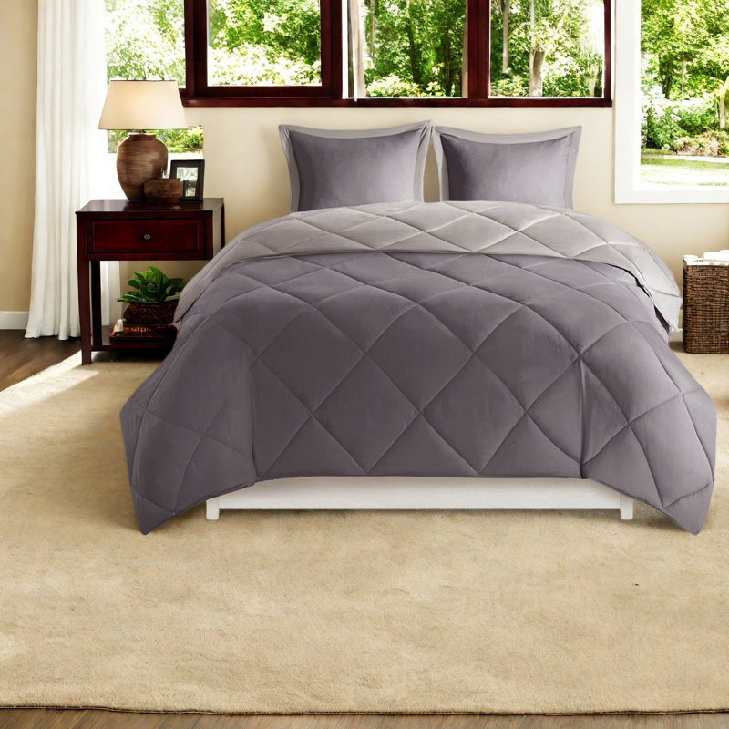 Cozy King Bedding Sets, Polyester Reversible Diamond Quilt For Home