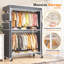 Portant à linge sur roulettes 445 lb avec couvercle, garde-robe portative réglable en fil de 81 po h, garde-robe autoportante à roulettes-221234190