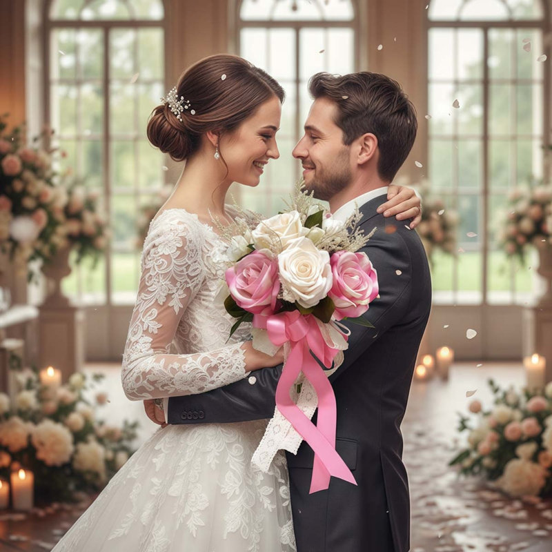 Bouquet de mariage, Rose clair