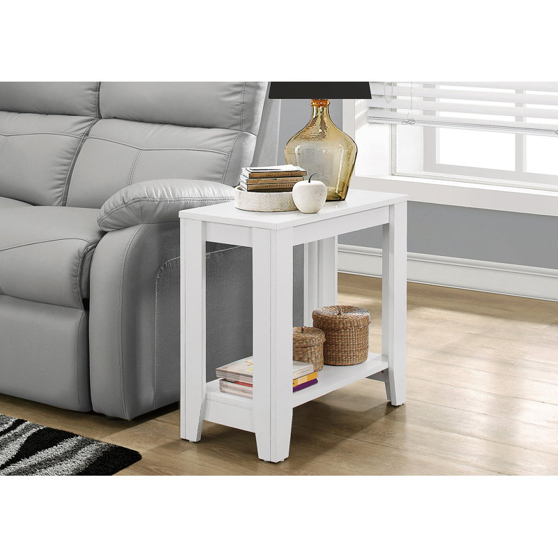 Table d'appoint, côté, bout, table de chevet, lampe, salon, chambre à coucher, stratifié blanc, transitionnel, Blanc