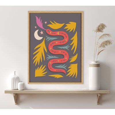 Kupfer Mid-Century Modern Colorful Snake Framed Canvas Wall Art