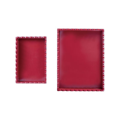 Lacquered Red Scalloped MDF Trays