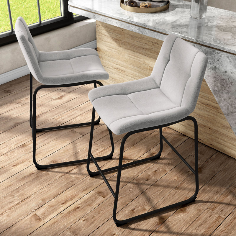 Bexhill Chenille Counter Height Chair, Light Gray