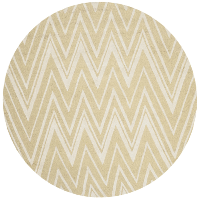 Sanyla Hand Tufted Wool Chevron Rug, Round 6'