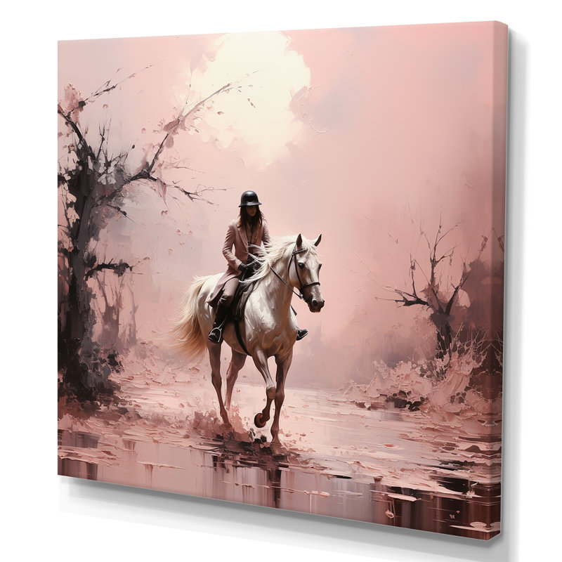 Romantisme au cheval galopant sur toile, H 16 po x l 16 po x P 1 po, Toile tendue