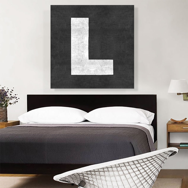 Tableau noir, lettre L - impression sur toile tendue, H 36 po x l 36 po x 1,5 po