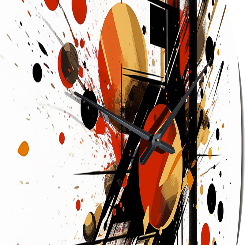 Horloge murale rouge et noire abstraite Dreamscape II, Petit