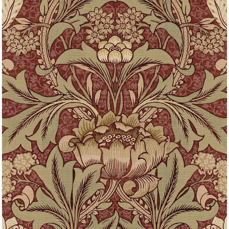 Papier peint floral Nakieshia, Argile rouge / lichen