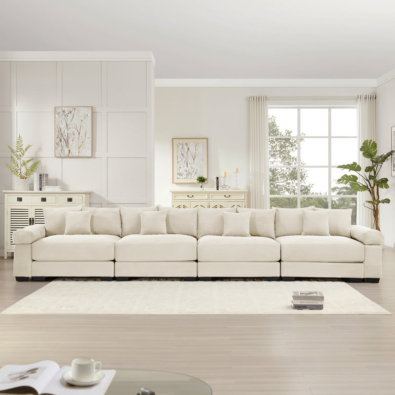 Canapé modulaire surdimensionné de 170 po Cloud, Velours côtelé crème