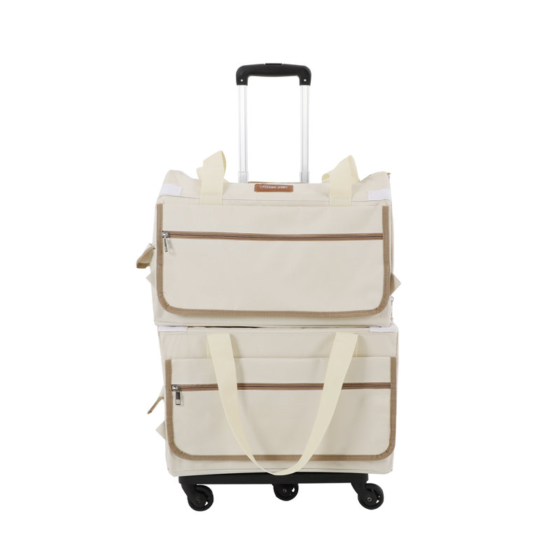 2-Layer Rolling Pet Carrier With Mesh Windows