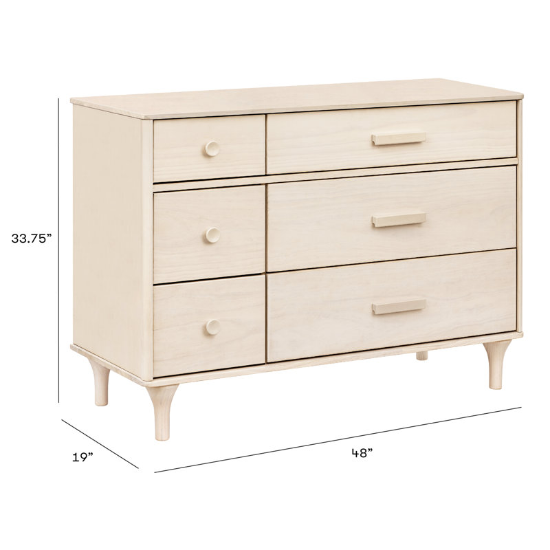 Lolly 6-Drawer Assembled Double Dresser, Washed Natural