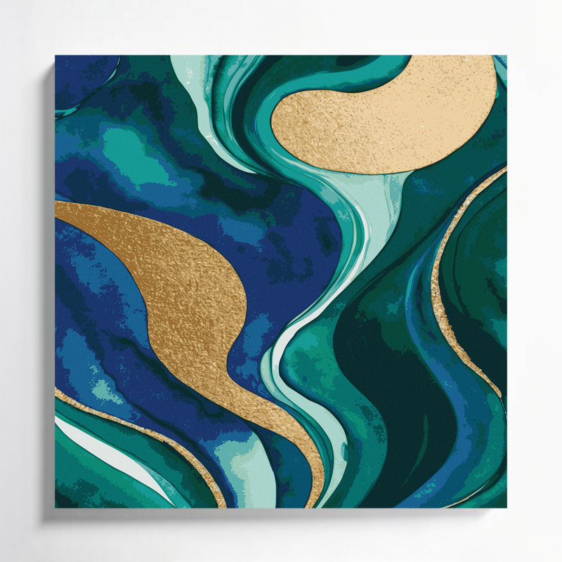 Aquarelle abstraite, art mural bleu sur toile 75, H 12 po x l 12 po