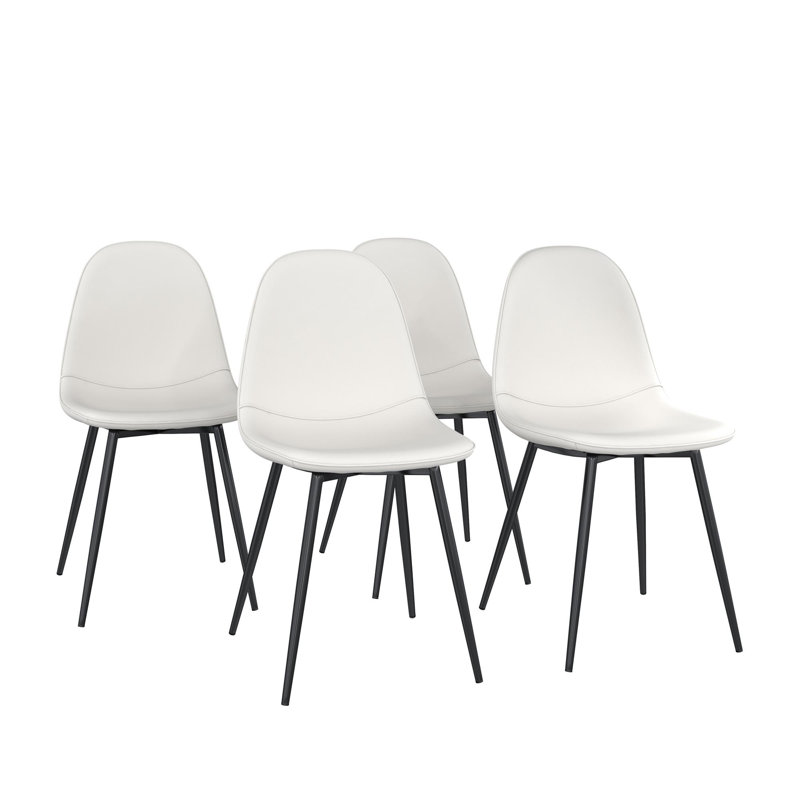 Chaise de salle à manger rembourrée Wade, Similicuir blanc